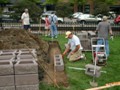 The base was leveled and blocks started going down.

