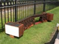 A wooden tressle was built and ready to be 
installed.